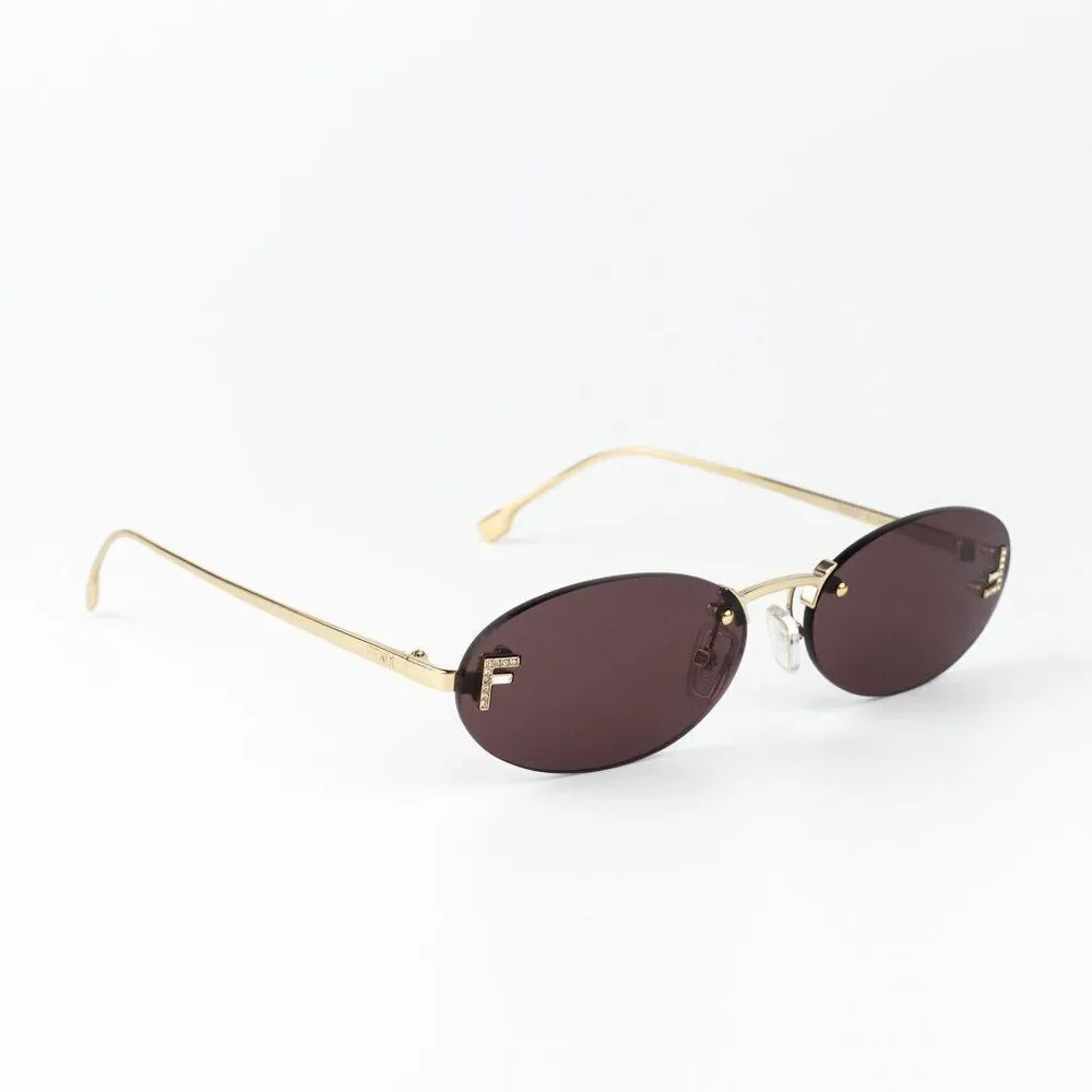 Fendi FIRST CRYSTAL Men Sunglasses Gold Violet Oval FE4075US 30Y AUTHENTIC